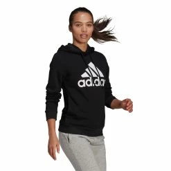 Adidas Logo Hoodie -SHOES Popular Shop GL0653 APP on model walking white