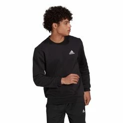 Adidas Essentials Fleece Sweatshirt -SHOES Popular Shop GV5295 APP on model standard white