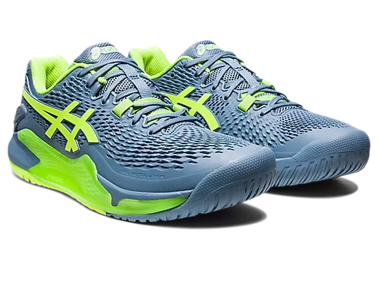 Asics Gel-Resolution 9 Men Steel Blue/Hazard Green 5 Asics Gel-Resolution 9 Men Steel Blue/Hazard Green - Image 3
