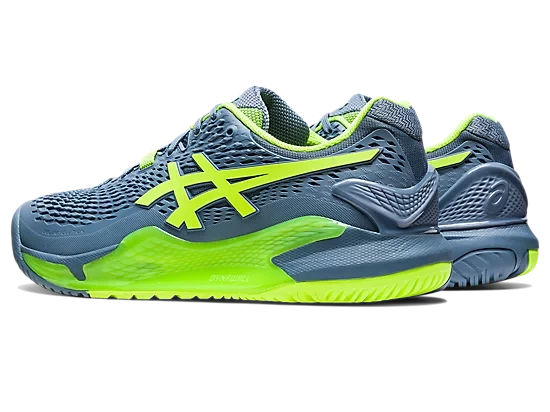 Asics Gel-Resolution 9 Men Steel Blue/Hazard Green 6 Asics Gel-Resolution 9 Men Steel Blue/Hazard Green - Image 4